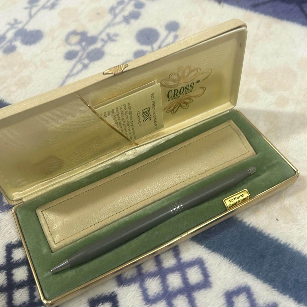 Vintage Cross 1/20 10 KT Gold Filled Pen and Pencil Set Leather Pen Purse